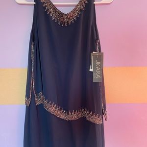JKARA Beaded Jewel Layered Party Dress 8 NWT